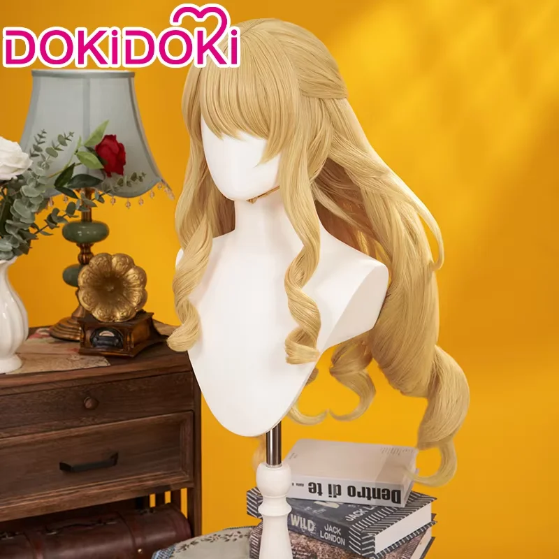Navia Wig Game Genshin Impact Women 90cm Blond Long Hair Fontaine Navia Free Wig Cap