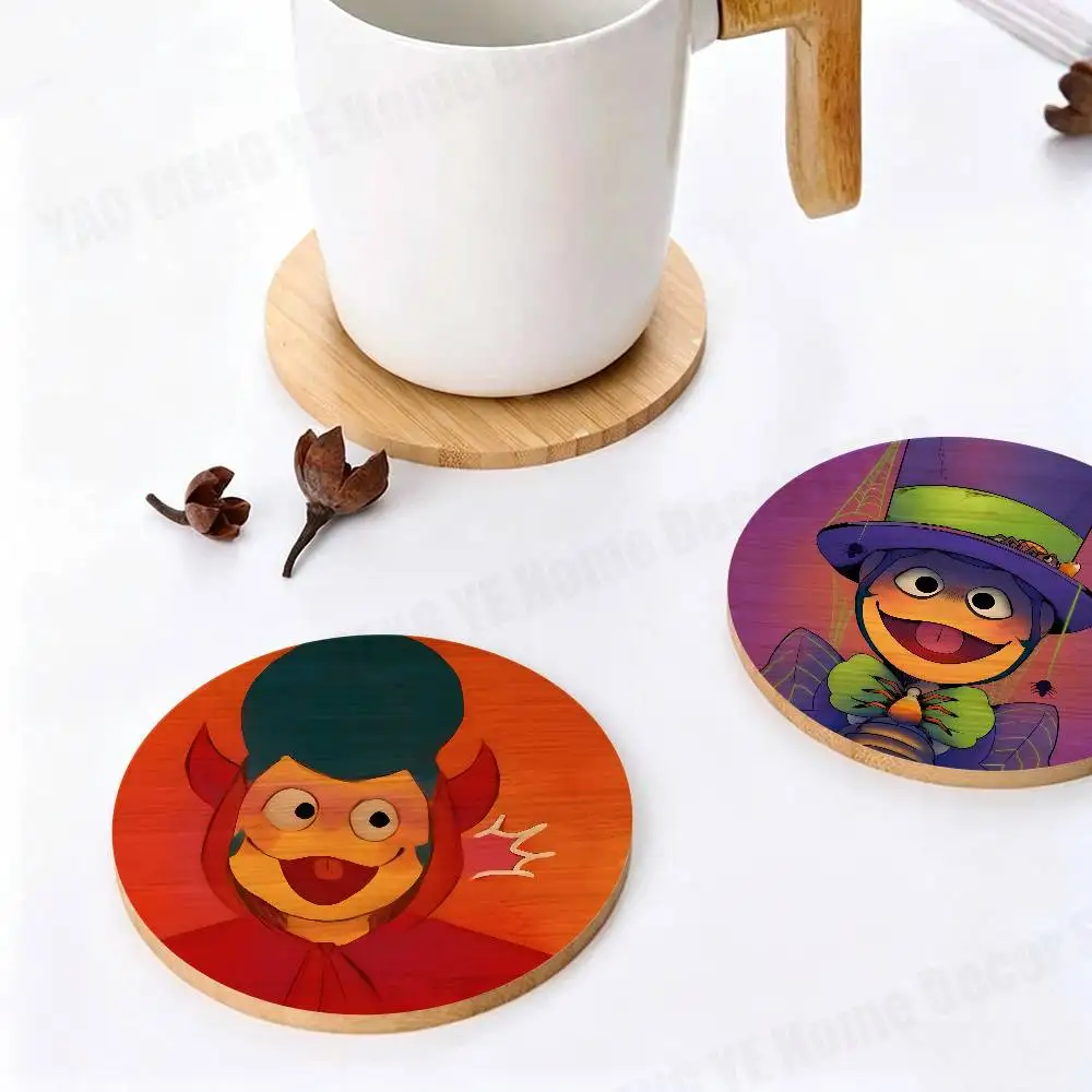 Welcome W-Wally Darling Round Wooden Coaster Decorative Coffee Cup for Use in Coffee Shops Bars