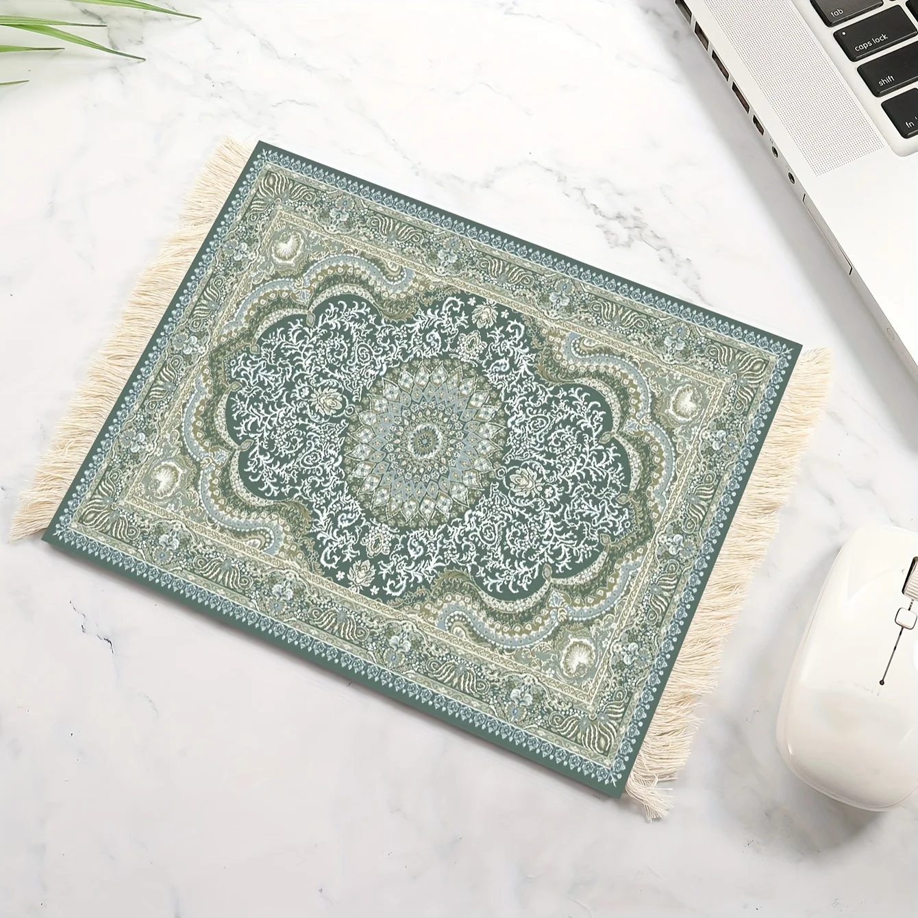 Green Mouse Pad with Tassels Wrist Rest Coaster Computer Desk Decorating Office Accessories Mousepads Mouse Carpet Desk Interior