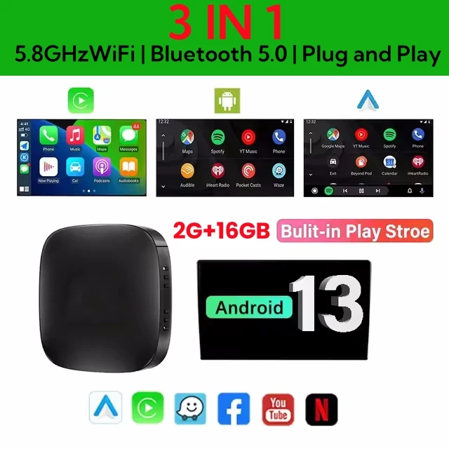 2025 CarPlay Smart Ai Box Android Draadloze CarPlay Android Auto Adapter Voor Netflix Voor YouTube auto intelligente systemen 5G WiFi
