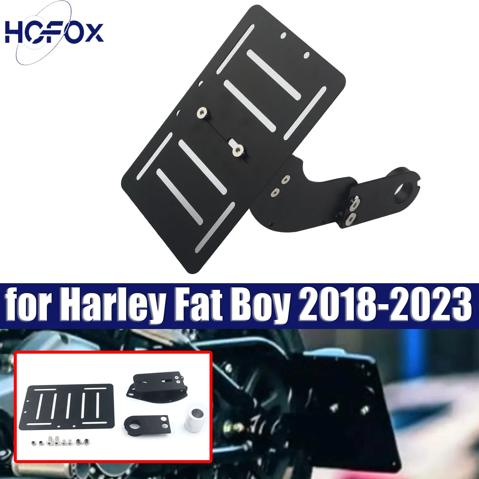 

For Harley Softail 2018-2023 Motorcycle Black Side Mount License Plate Bracket Holder Kit