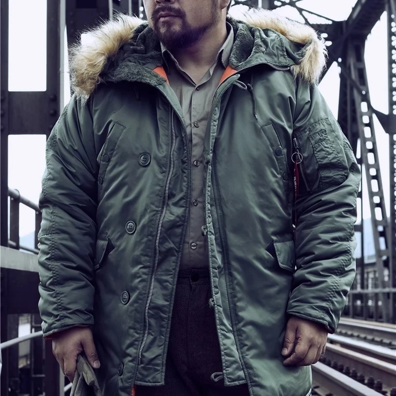 Parka N3B acolchada hombre invierno - Capucha piel camuflaje táctica