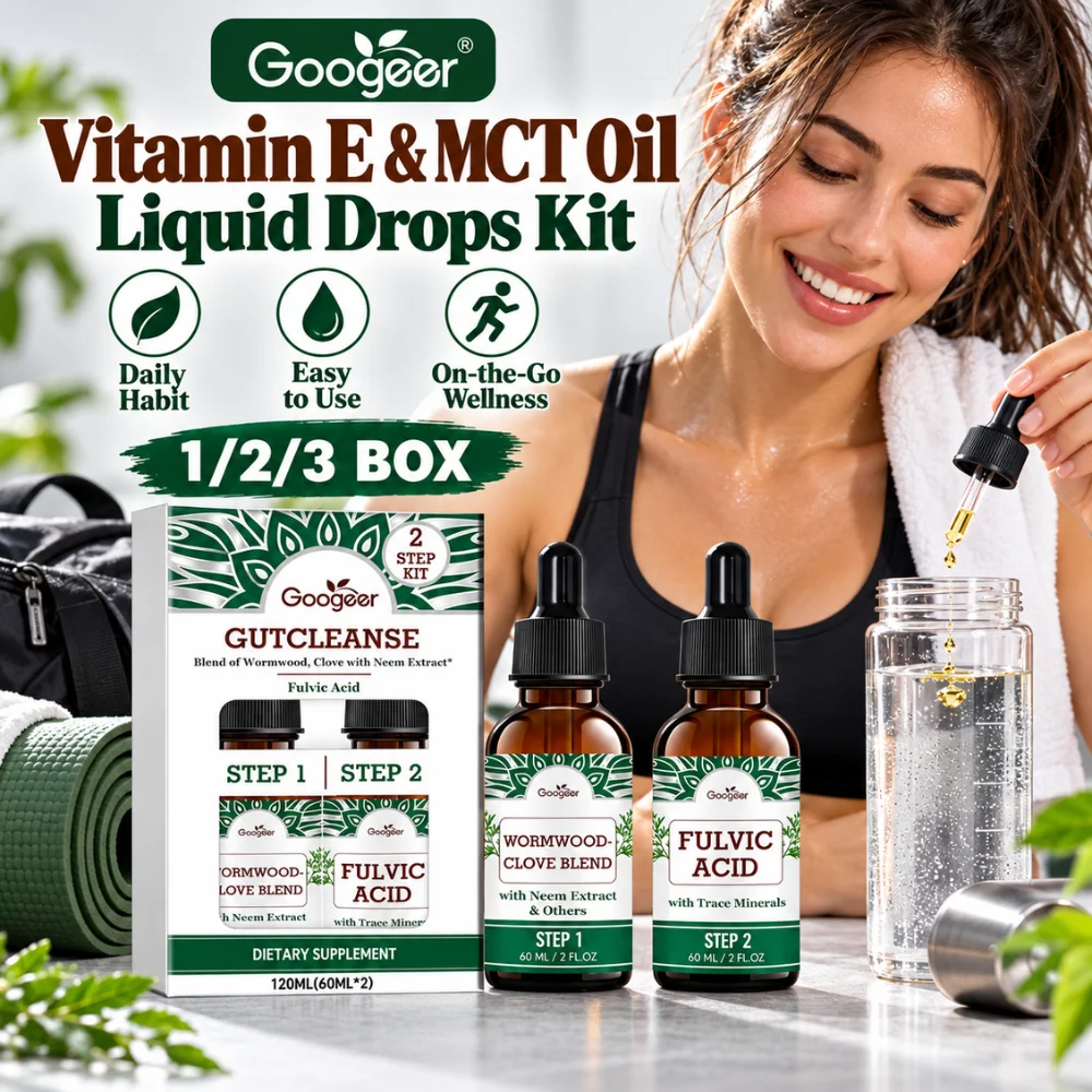 D-Tocopherol Vitamin E Drops with MCT Oil 120ml Two Bottle Liquid Supplement Kit for Direct Intake or Mixing with Drinks Daily