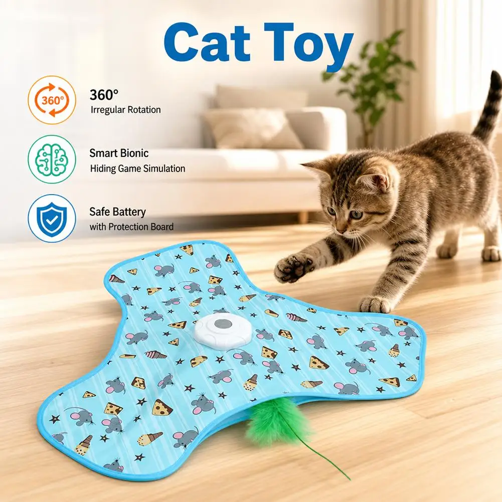 Cat Toys Interactive Hide and Seek Cat Toy Motion-Activated Cat Toy With Moving Feather Interactive Cat Toy USB Rechargeable