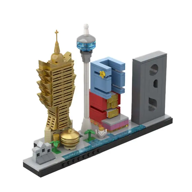 Centro de arquitectura modelo MOC famoso Macau Skyline bloques de construcción ladrillos creativos juguetes decorativos rompecabezas para niños conjunto de regalos