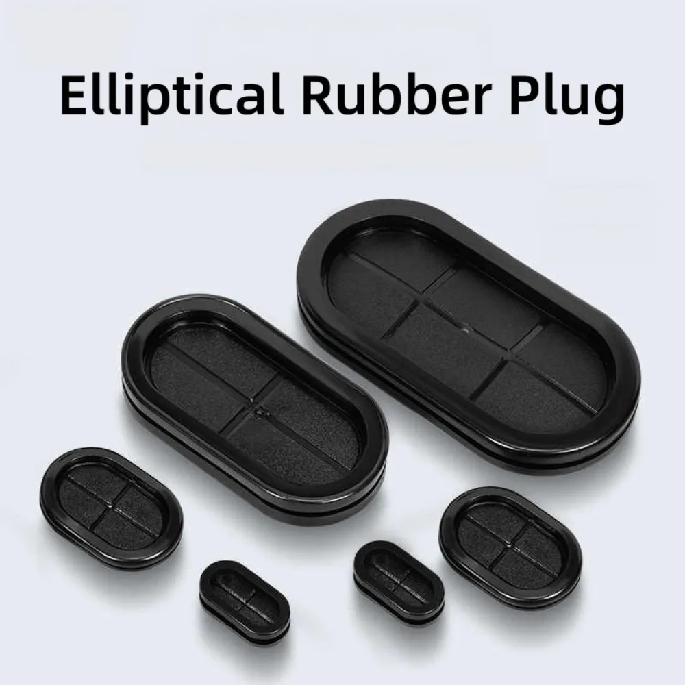 Oval Rubber Grommet Seal Ring, Double Layer Cable Wire Protective Gasket, Snap-in Type Hole Cover Cable Pass Through Plug