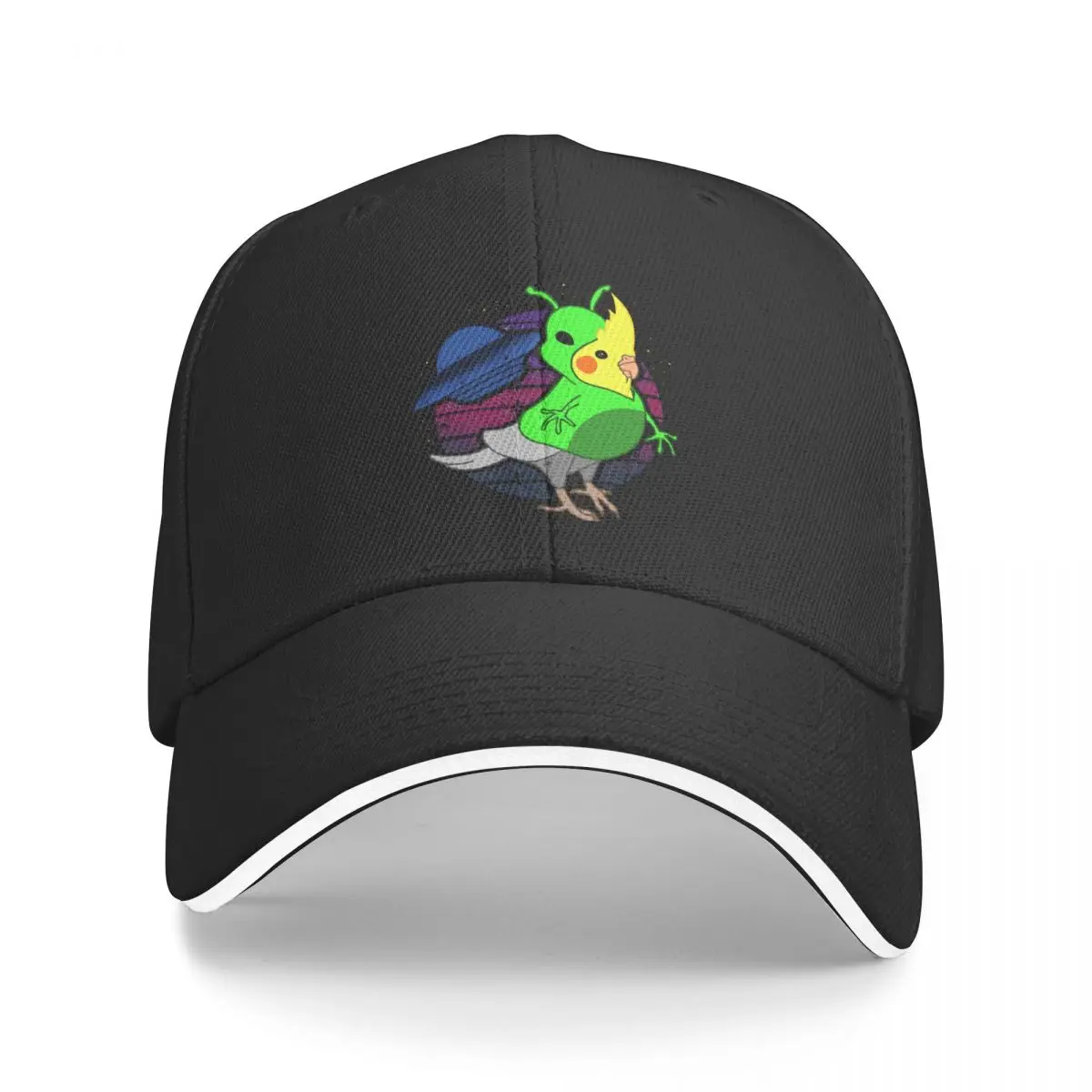 Vaporwave Alien Animal Parrots Cockatiel Doodle Windproof Cap Sun Visor Hip Hop Caps Cowboy Hat Peaked Hats