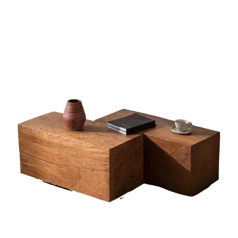 For Old Elm Coffee Table Living Room Decoration Small Wooden Side Table Entrance Handicraft Flower Pot Base Solid Wood Stump