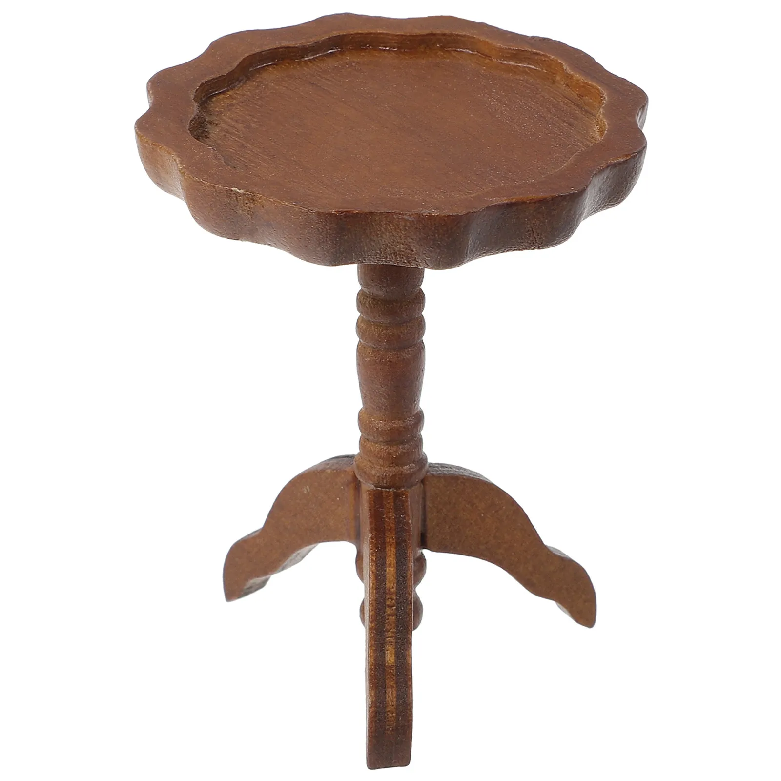 Miniature Wooden Round Table 1:12 Scale Vintage Style Mini House Furniture Play Accessory Kids Imagination Living Room Decor