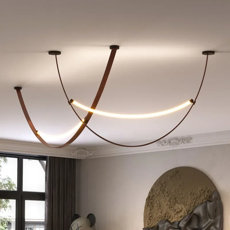 

Ceiling chandelier lamps leather style lamp hanging lamps for ceiling Modern suspension black/brown Chandeliers for dining room