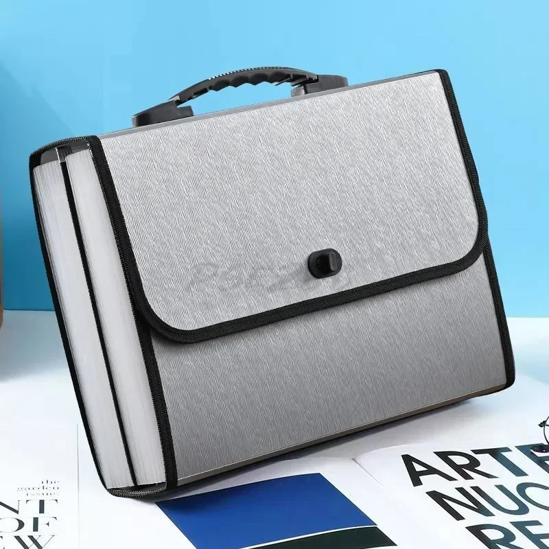 26 Grid Organ Bag Rotating Buckle Multi layer Handheld Folder A4 Large Capacity High School Student Exam Paper File Storage Bag