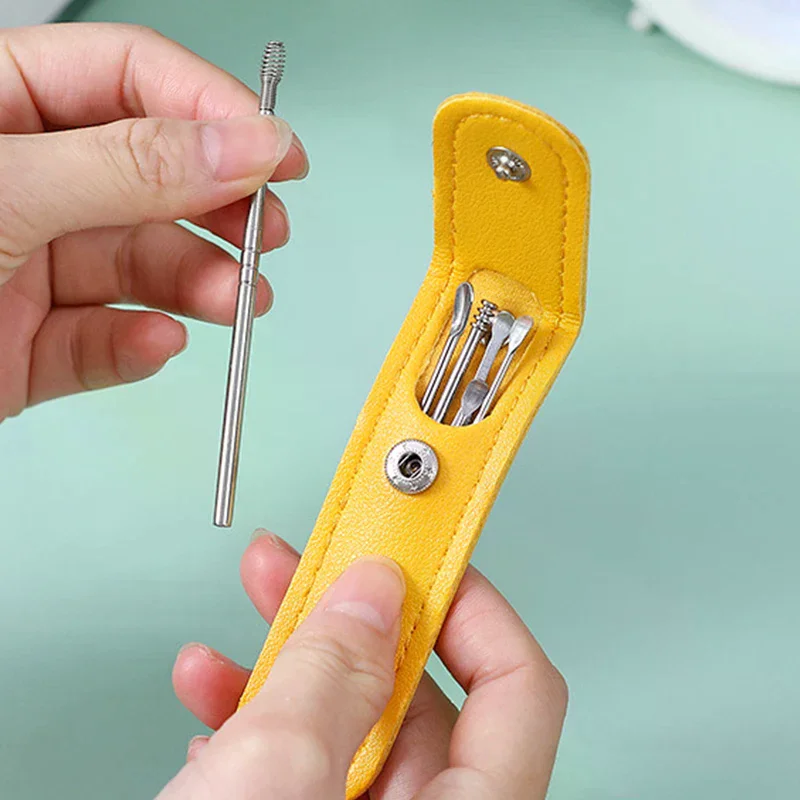 6Pcs/set Ear Cleaner Ear Wax Pickers Stainless Steel Earpick Wax Remover Piercing Kit Earwax Curette Spoon Care Ear Clean Tools