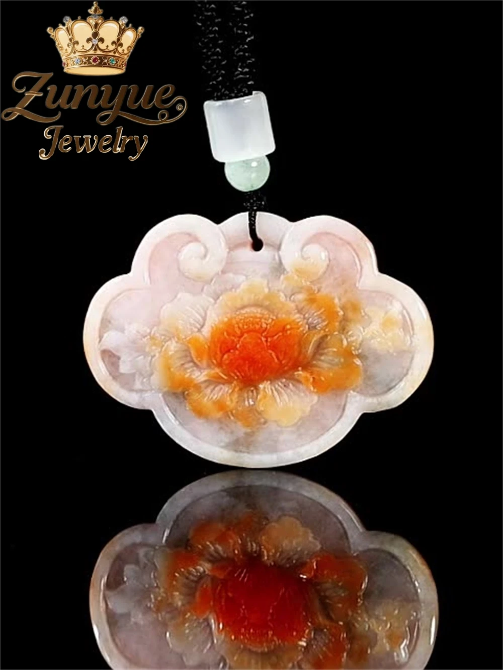 البورمية الطبيعية A-الصف الجاديت رائعة أنيقة الأحمر النار روي الفاوانيا قلادة الجليد من نوع اليشم عالية الجودة مجوهرات الأزياء الفاخرة #2