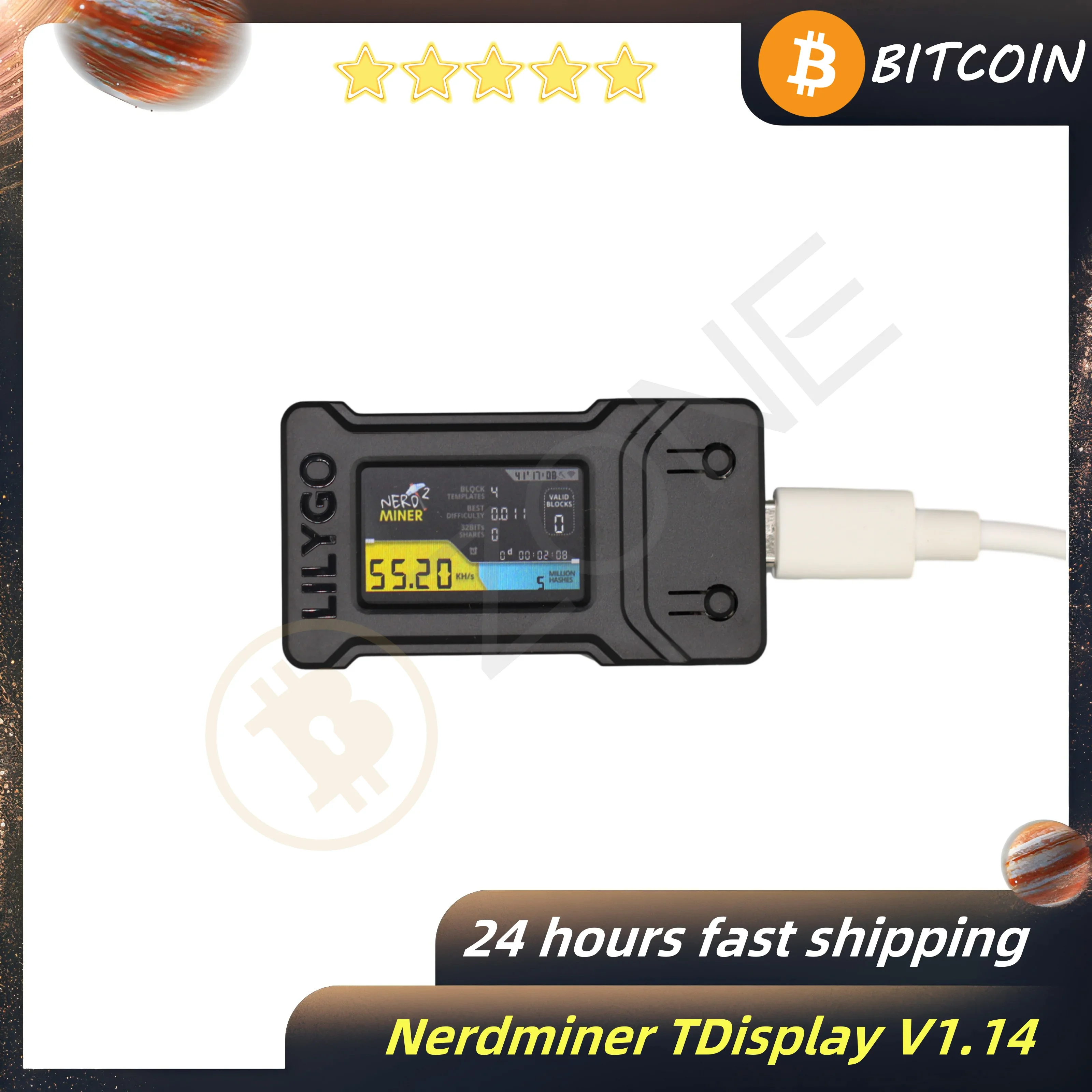 NerdMiner-Bitcoins Miner V2 ، ، 55KH ، 1W ، T-Display ، ، Bitcoin Solo ، loter ، Win ، BTC ، Nerd Miner