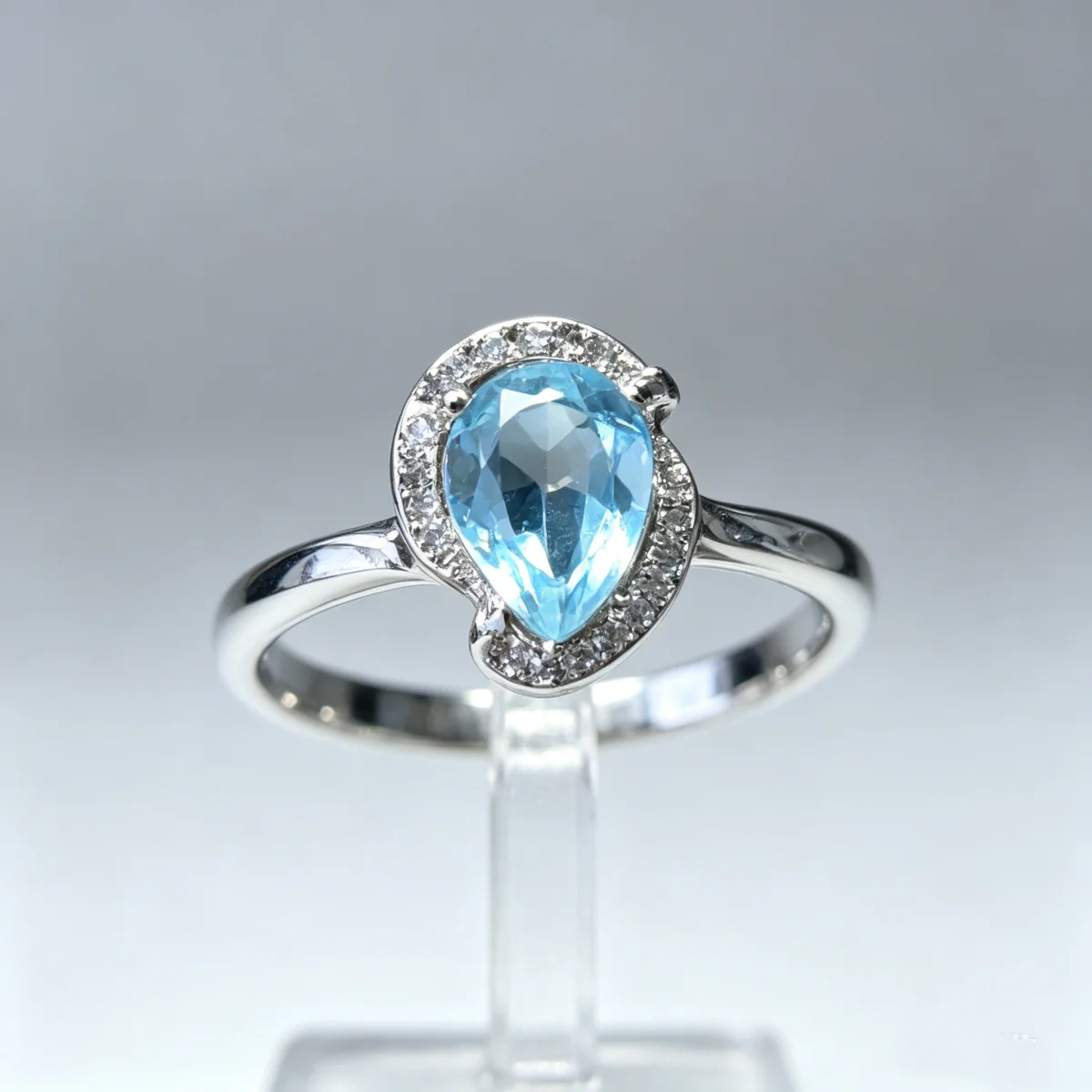 

100% 925 Silver Rings for Women Natural Topaz Party Accessories Gemstone 18K White Gold Plated Adjustable Fine Jewelry