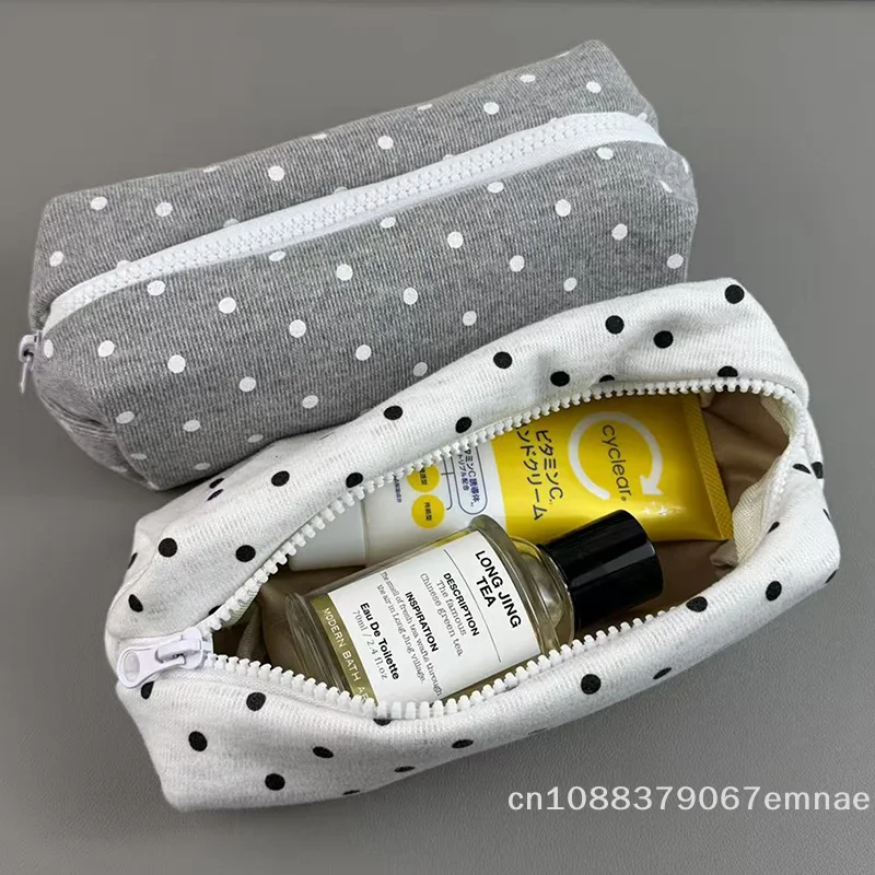 [ZYAS]Polka Dot Design Pencil Case Large-capacity Soft Touch Pen Bag Stationery Pouch Stationery Organizer Back To School