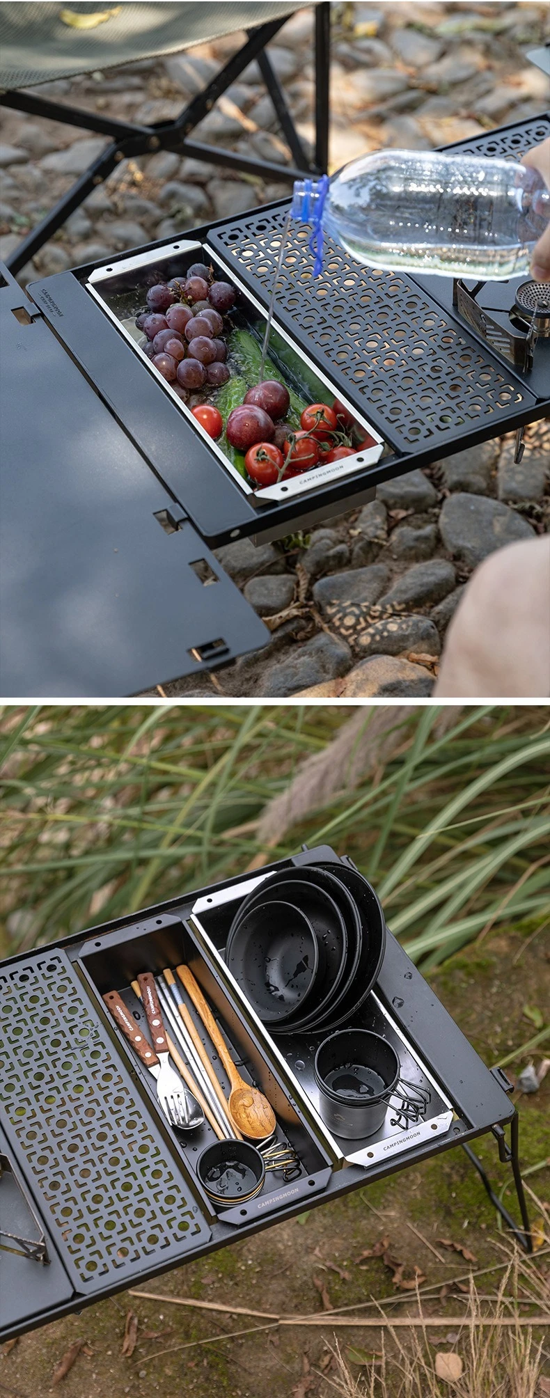 CAMPINGMOON CK-11 Outdoor Camping Reise Picknick Besteck Utensil Edelstahl Lebensmittelbehälter Gemüsebox – Detail 10