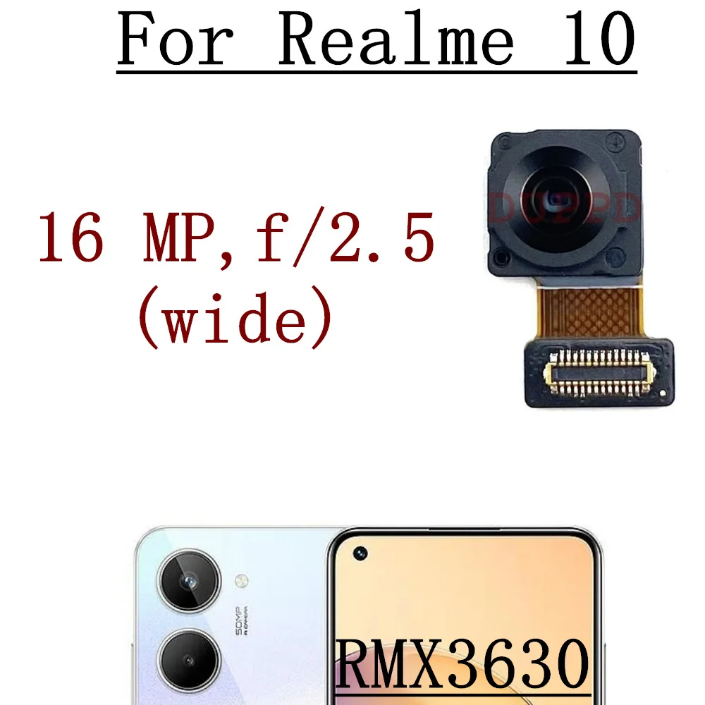 Caméra selfie frontale d\'origine pour Realme 10 RMX3630, grande vue arrière principale, câble flexible, remplacement mobile