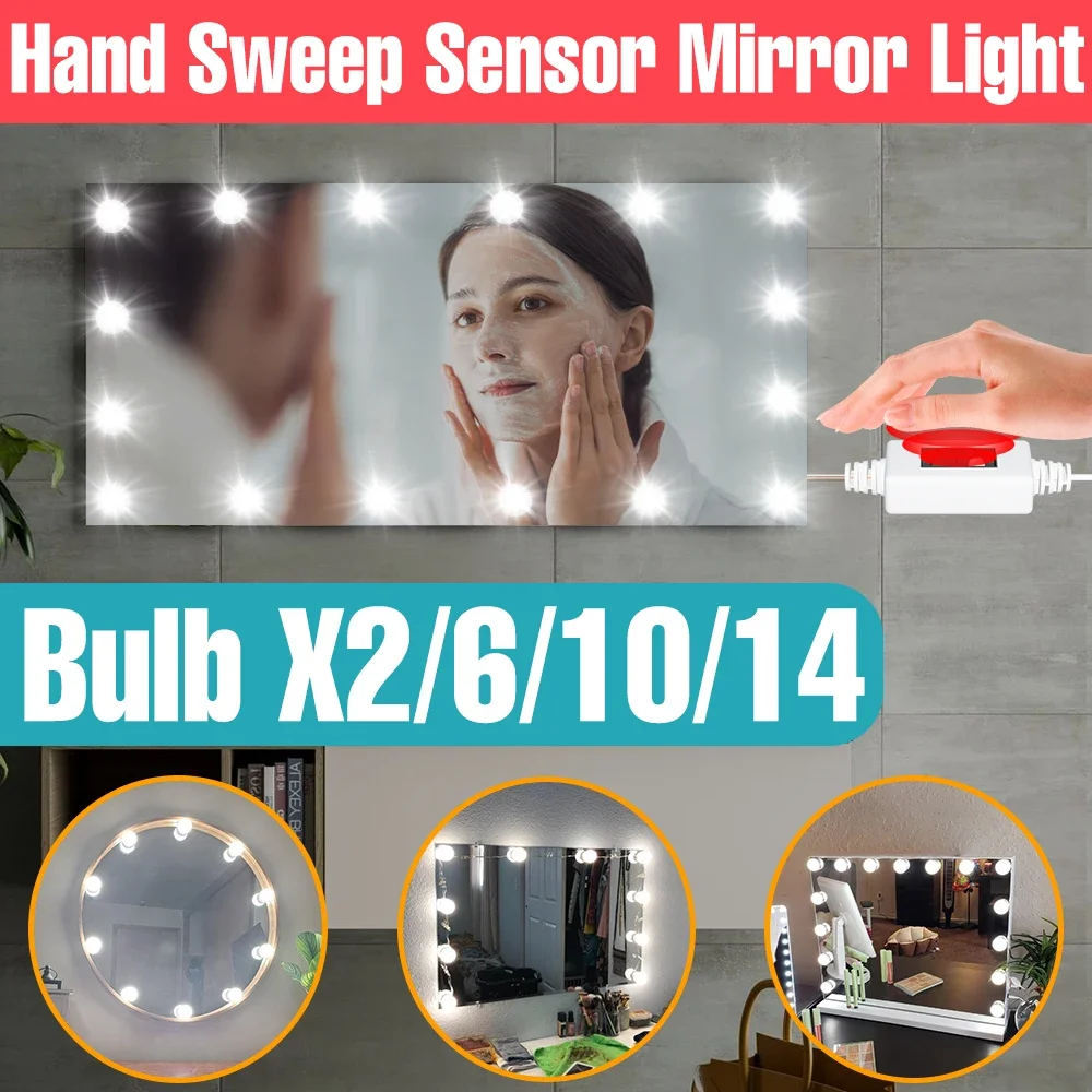

LED Lady Beauty Makeup Light USB Hand Sweep Sensor Switch 5V Dimmable Woman Vanity Bulb Hollywood Mirror Cabinet Fill Lamp Bulbs