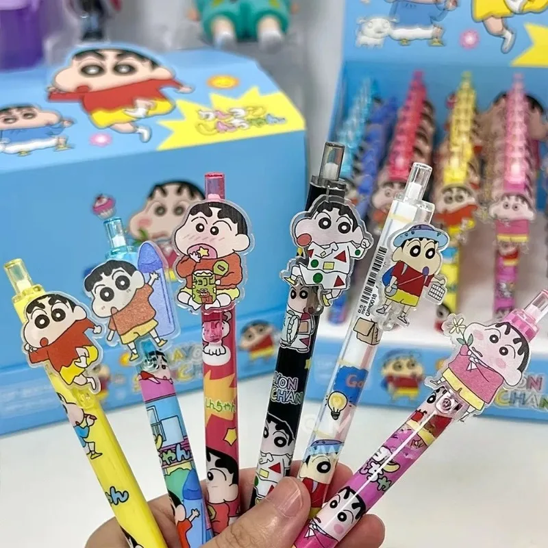 Crayon Shin-chan 6/48pcs Point Pen Cartoon Ink Gel Pen Ballpoint Pen School Office Student Writing Stationery Supply Girls Gifts view 2