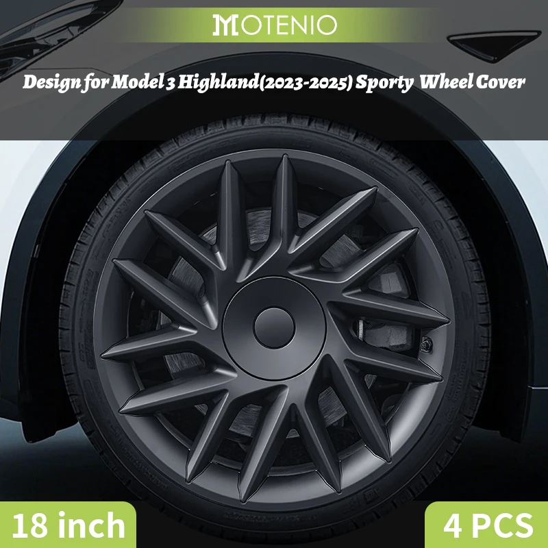 4 sztuki kołpaków do Tesla Model 3 Highland (2023–2026), 18 cali, sportowy styl, pełne pokrycie obręczy, akcesoria samochodowe