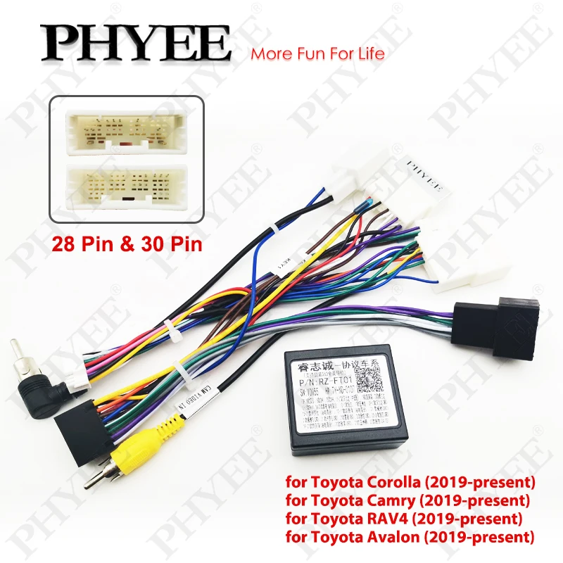 

CAN Bus Radio Wiring Harness 16 Pin Plug to 28Pin 30Pin Car Android System Cable Adapter for Toyota Camry RAV4 Corolla Avalon