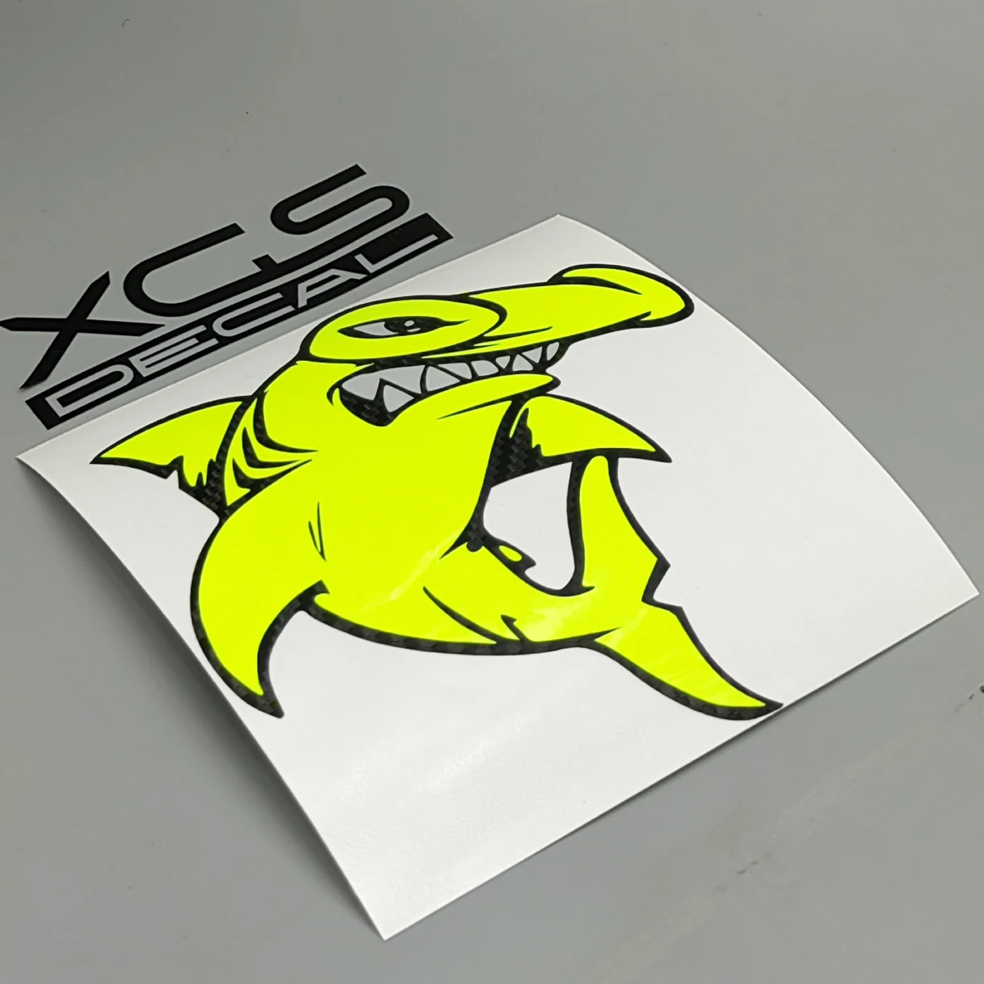 XGS DECAL Car Auto Styling Stickers Emblems Neon Fluorescent Yellow Hammerhead Shark Outdoor Waterproof Decals