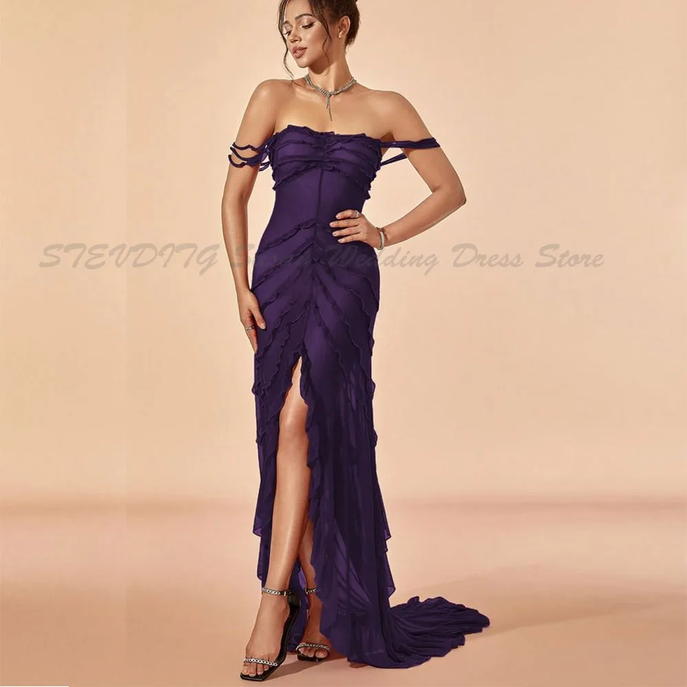 

Formal Evening dresses Elegant Off The Shoulder A Line Sleeveless Floor length High Quality Wedding Banquet Prom Party Gowns