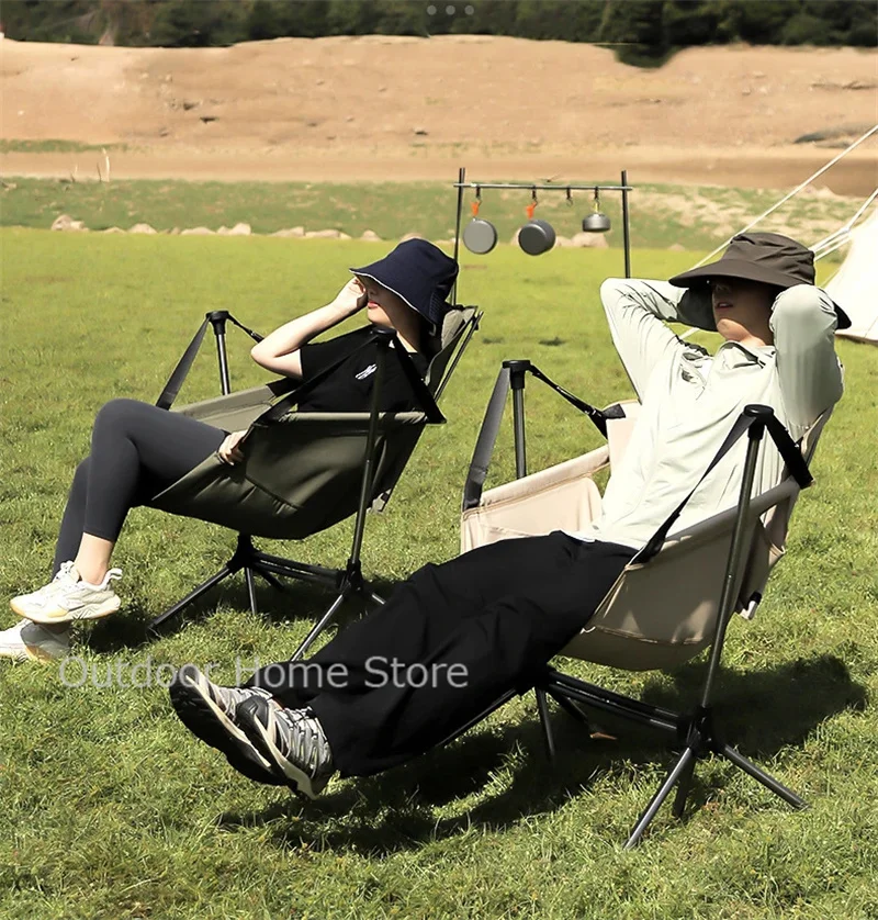 Outdoor leisure rocking chair convenient camping folding swing rocking chair 180 degree rotating aluminum alloy rocking chairs