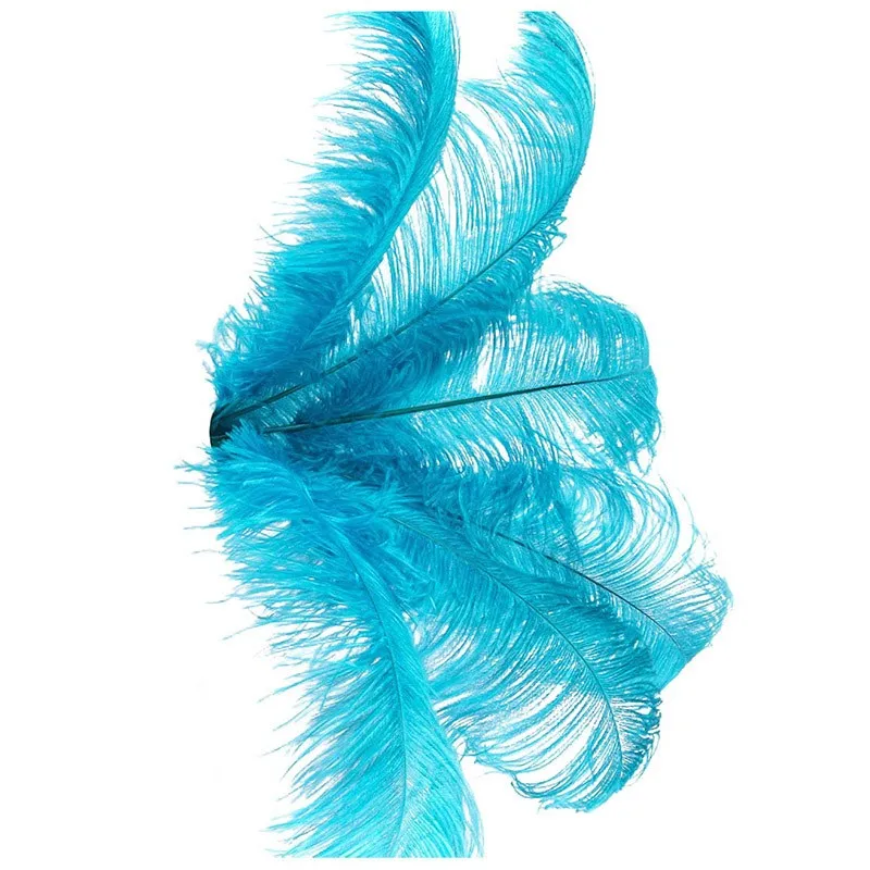 10 pcs Natural Ostrich Feathers Wedding Decoration Lake blue 20-25cm