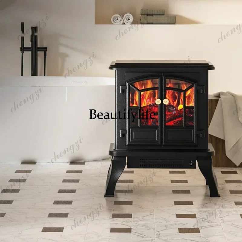 Creative Household Fireplace Heater European Style Imitation Fire Log Stove Compact Decor for Apartment Bedroom Efficient a95