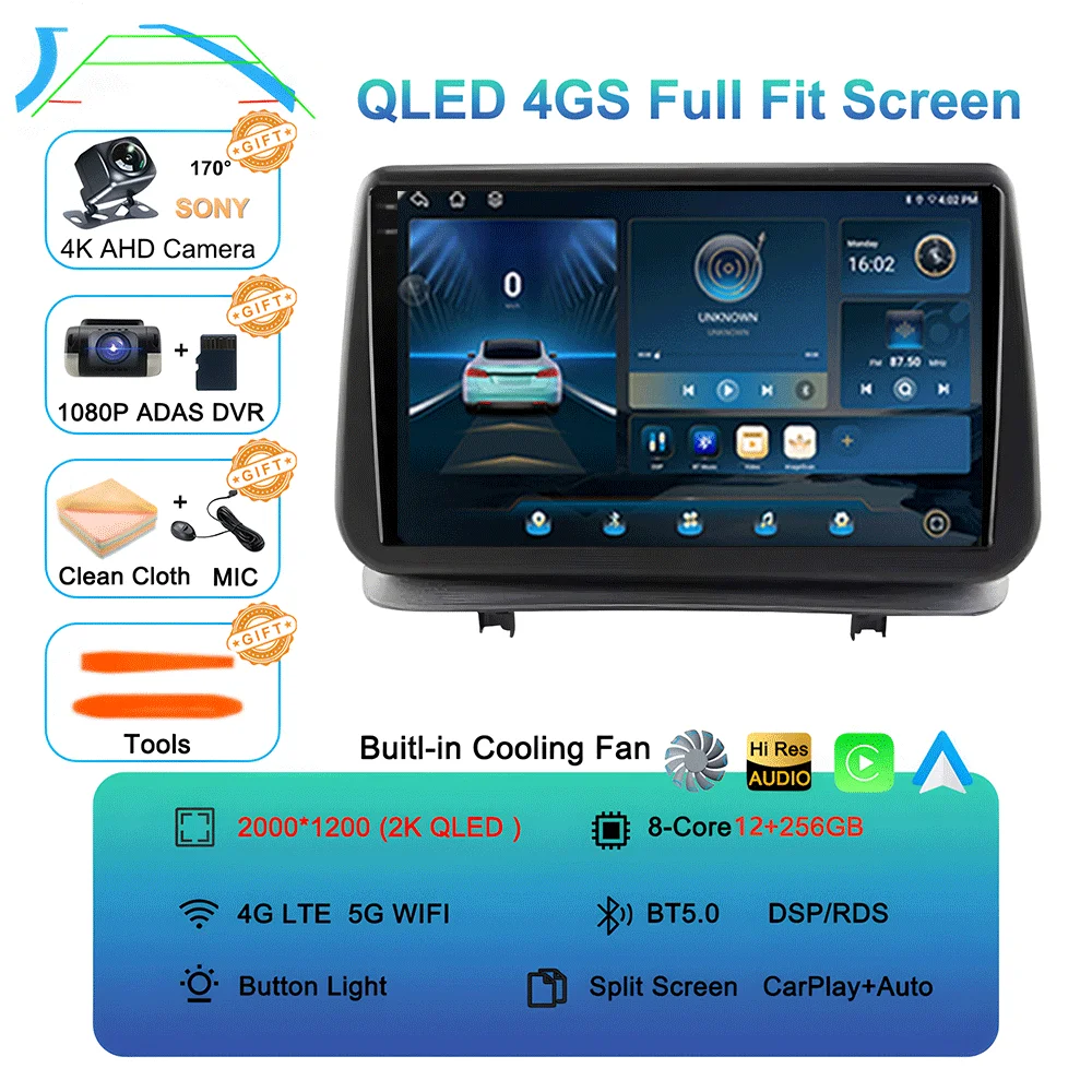 Android 16 Videospeler Carplay voor Renault Clio 3 Clio3 2005 2006 2007 2008 2009 - 2014 Multimedia autoradio WIFI+4G DSP Stereo