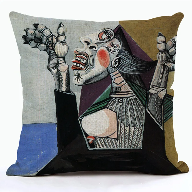Brand New Abstract Classical Picasso Portrait Painting Pillows Case Linen Decorative Art Throw Pillows Sofa Couch Seat Cushions