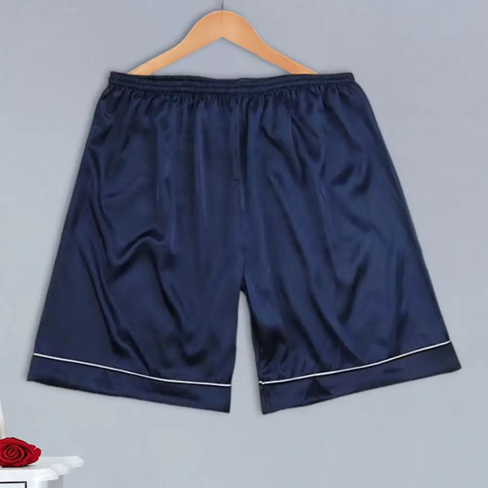 

Loose Casual Home Shorts Men's Ice Silk Sleeping Shorts Cool Comfortable Loungewear for Summer with Elastic Waistband Solid