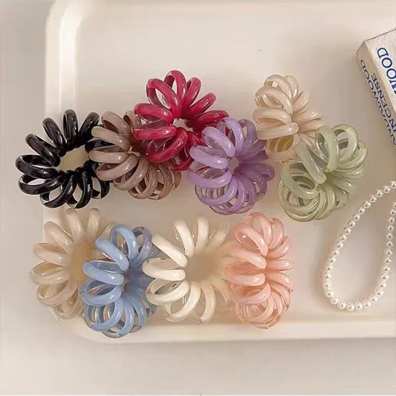 6pcs/Set Large Spiral Hair Ties Telephone Cord Scrunchies Colorful High Ponytail Holder Elastic Hair Band Women Hair Accessories