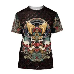 Summer Fashion Cool Japan Samurai graphic t shirts For Men Trend Casual Personality Printed Round Neck Short Sleeve Tees Tops