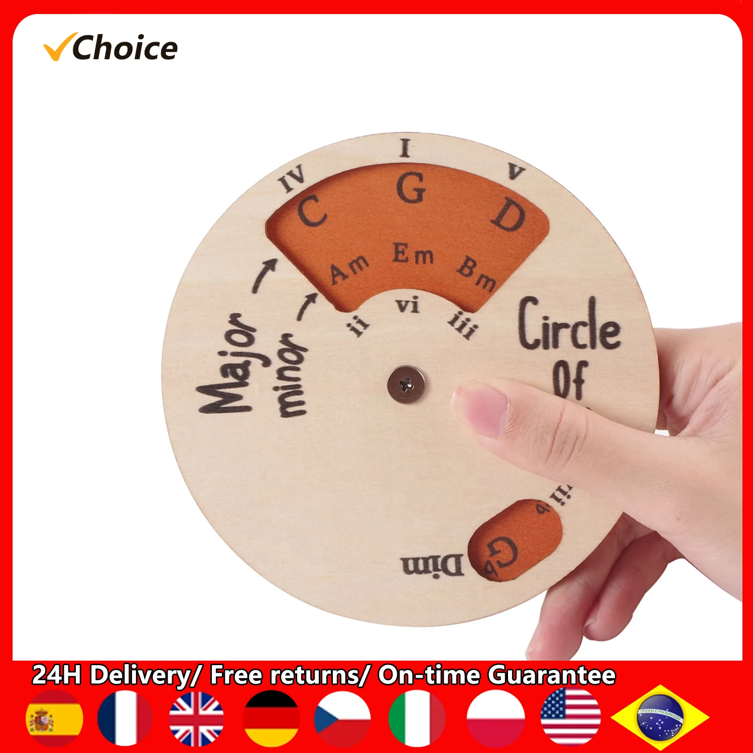 

Wooden Circle of Fifths Wheel Melody Tool Chord Wheel Music Theory Learning Tool Fifth Degree Circle for Musicians Melody Tool