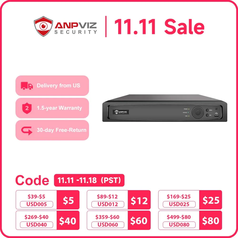 Anpviz 4K 8CH POE NVR OEM DS-7608NI-Q1/8P Network Video Recorder CCTV System HD Video Output P2P View For 2MP~8MP IP POE Camera