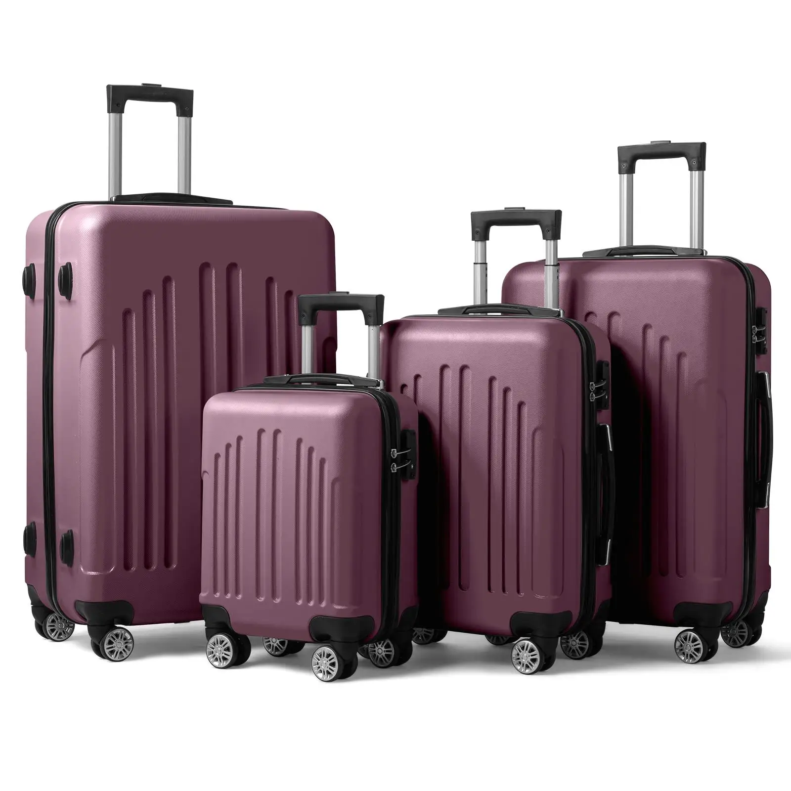 Violet 4-in-1 Trolley Case with Curved Vertical Stripes - Stylish Luggage Solution