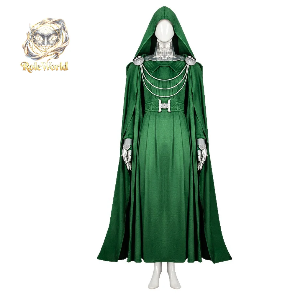 Latverian Witch Green Robe Cloak Cosplay Costume Latverian Witch Costume Women Full Set For Halloween Comic Con view 3