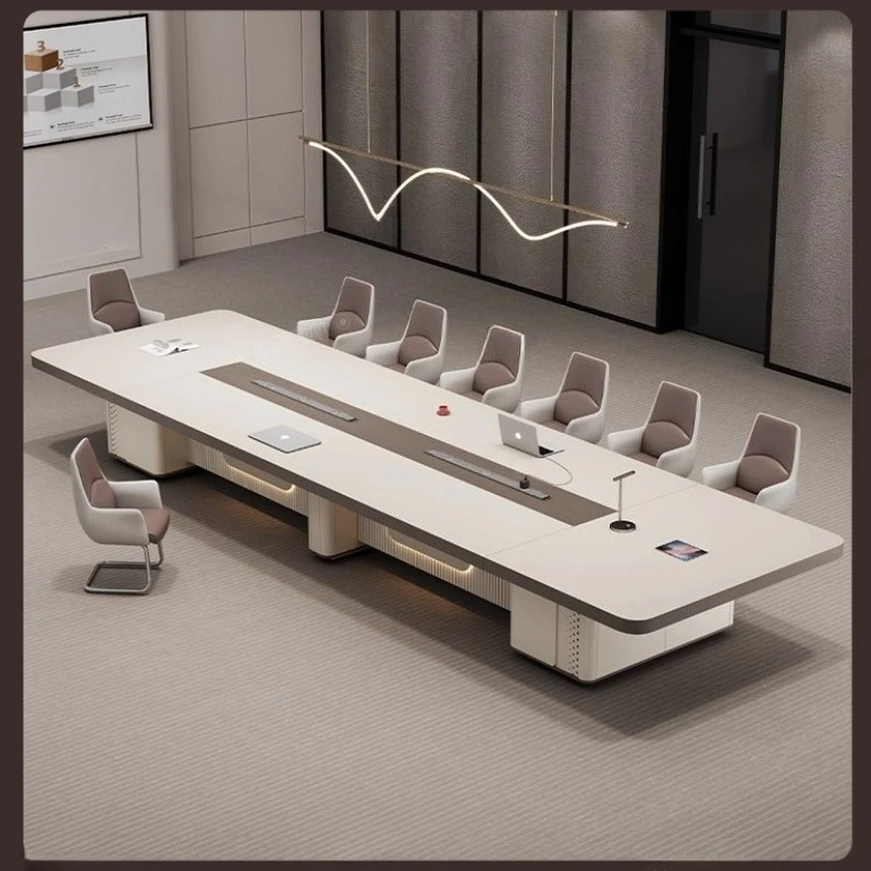

Nordic simple modern conference table luxury high-end long intelligent large negotiation table meeting mesa reunião furniture