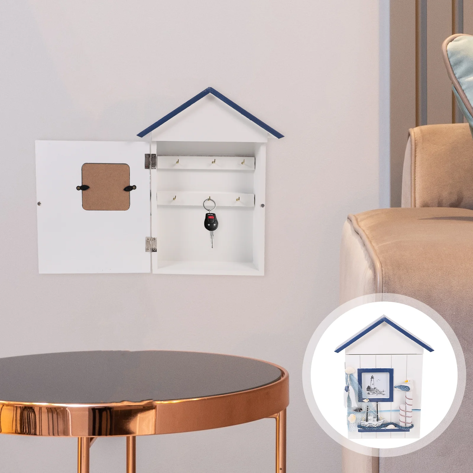 Decoration Key Locker Holder Sundries Storage Organizer Household Box Container Pine