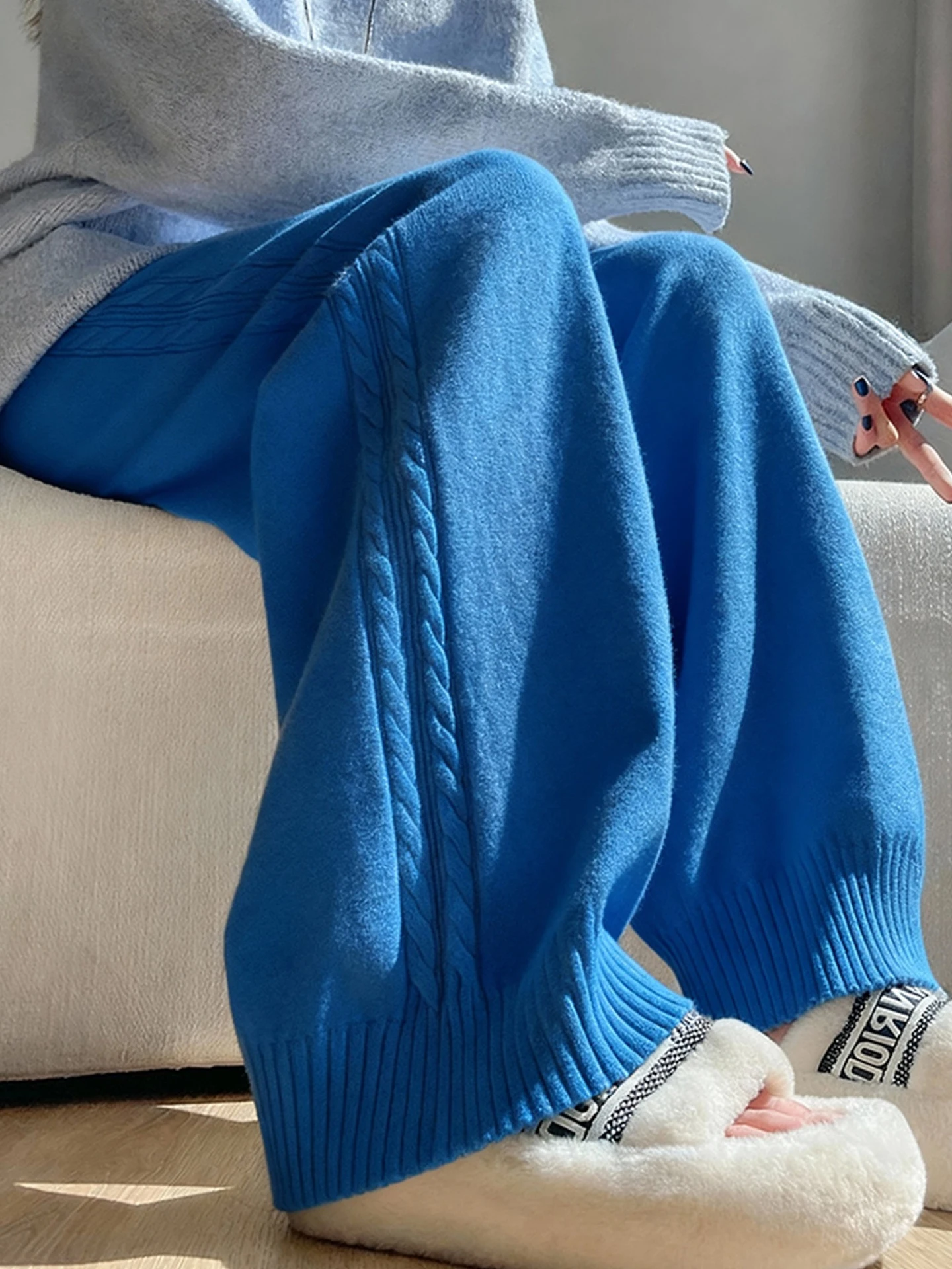 

Ele Knitted Casual Pants Women's Color Lazy Sle Faionable Long Pants Autumn Winter Luxury Design Sensation Vers...