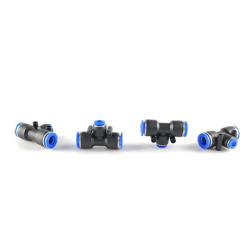 Pneumatic Fitting Air Connector Tube Quick Fittings Pipe Push In Hose E Type Tee Three Way 4mm 6mm 8mm PE PEG Plastic Connectors