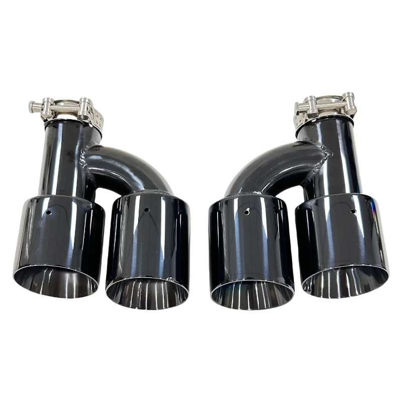 Auto Parts exhaust pipe Stainless steel electroplating black Modified H-shaped 4-outlet tailpipe muffler Double exit tail