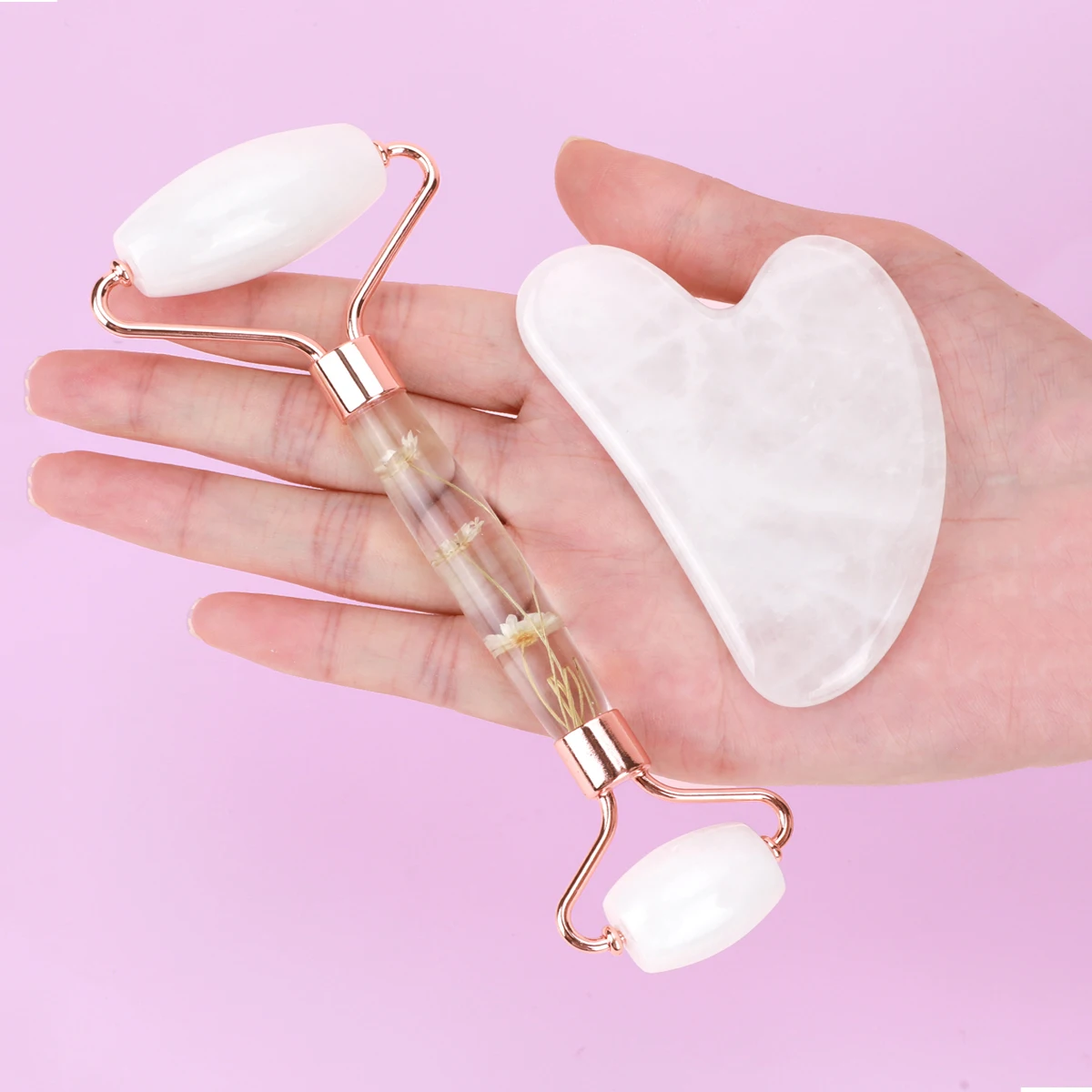 Gua Sha & Jade Roller ชุดหยกธรรมชาตินวดหน้าคอ Body Care Beauty Skin Care เครื่องมือ Facial Slim Lift ขูดผ่อนคลายเครื่องมือ