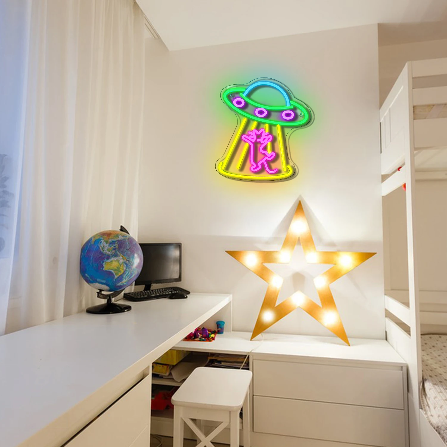 Imagem -05 - Nave Espacial Neon Sign para Decoração de Parede Sinal Led Neon Cat Neon For Bedroom Sala de Jogos Infantis Usb