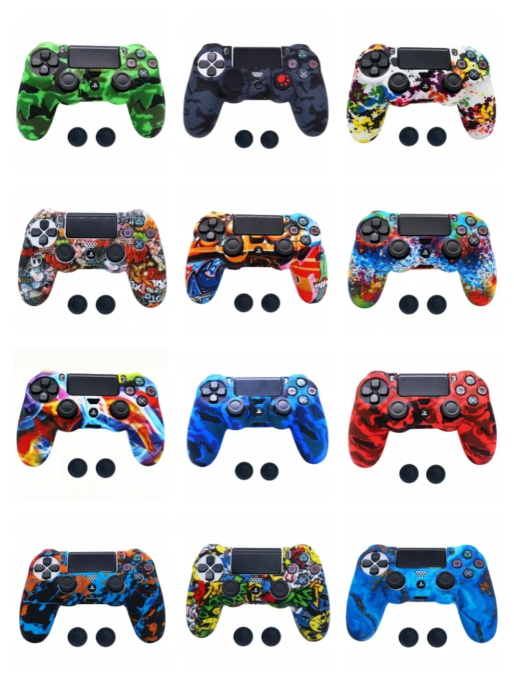 Coque de protection en Silicone souple pour Playstation 4, PS4, accessoires de manette de jeu avec capuchons de poignée de pouce