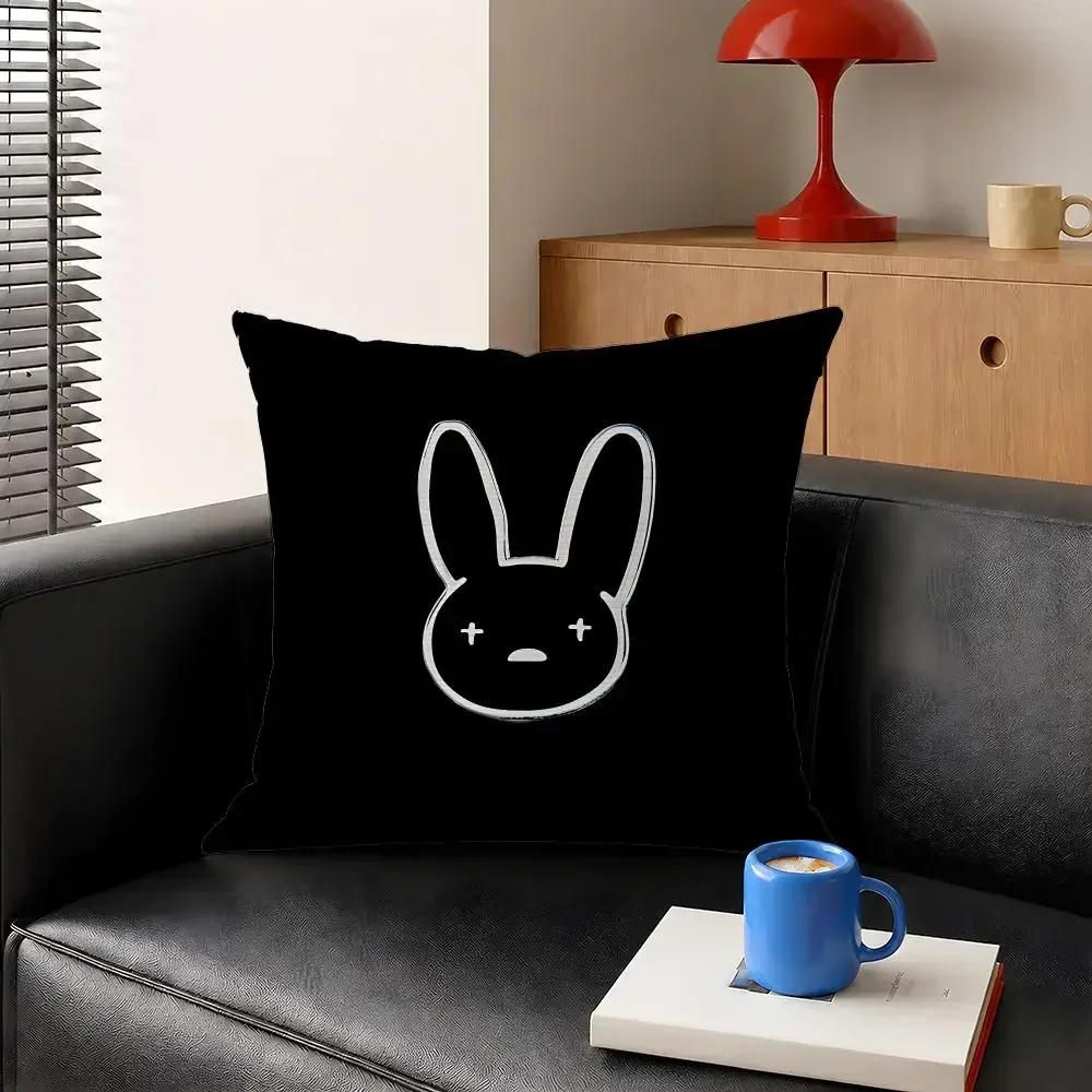 Singer Bad Bunny Debi Tirar Mas Fotos Cushion Cover Decorative Pillowcase Soft Short Plush Cozy Durable Sofa HomeDecor Items