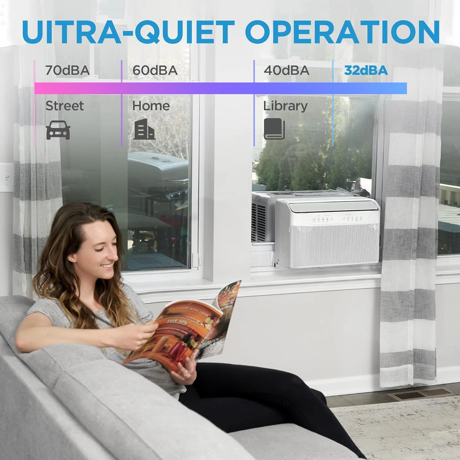 10,000 BTU U-Shaped Smart Inverter Window Air Conditioner–Cools up to 450 Sq. Ft., Ultra Quiet with Open Window Flexibility